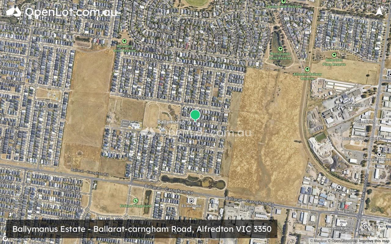 Satellite image for Ballymanus Estate - Ballarat-carngham Road, Alfredton VIC 3350