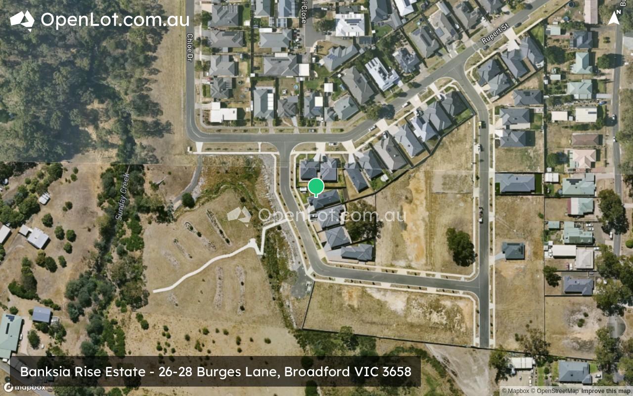 Satellite image for Banksia Rise Estate - 26-28 Burges Lane, Broadford VIC 3658