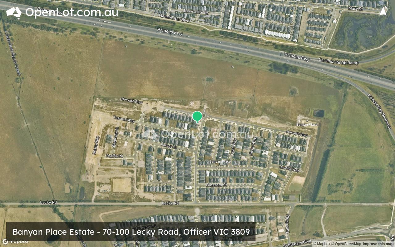 Satellite image for Banyan Place Estate - 70-100 Lecky Road, Officer VIC 3809