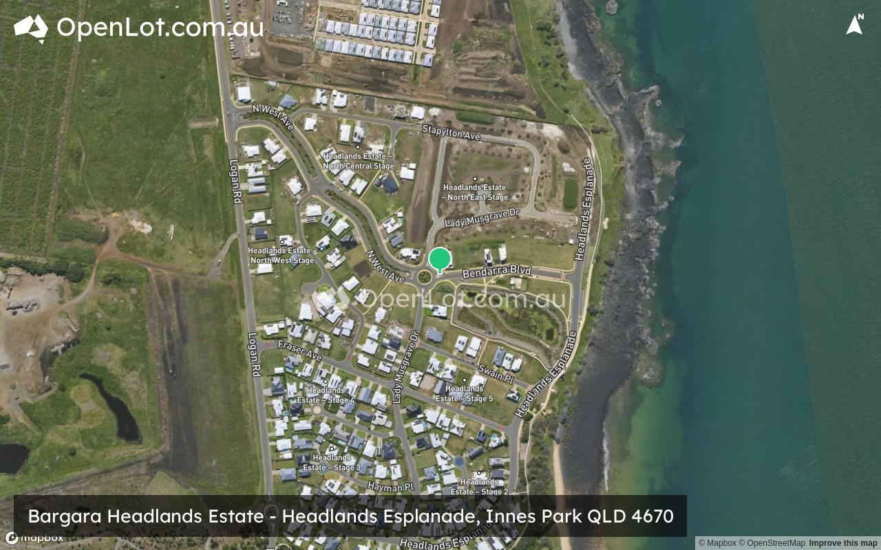 Satellite image for Bargara Headlands Estate - Headlands Esplanade, Innes Park QLD 4670