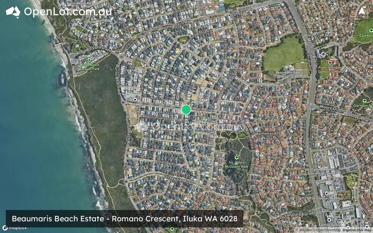 Satellite image for Beaumaris Beach Estate - Romano Crescent, Iluka WA 6028