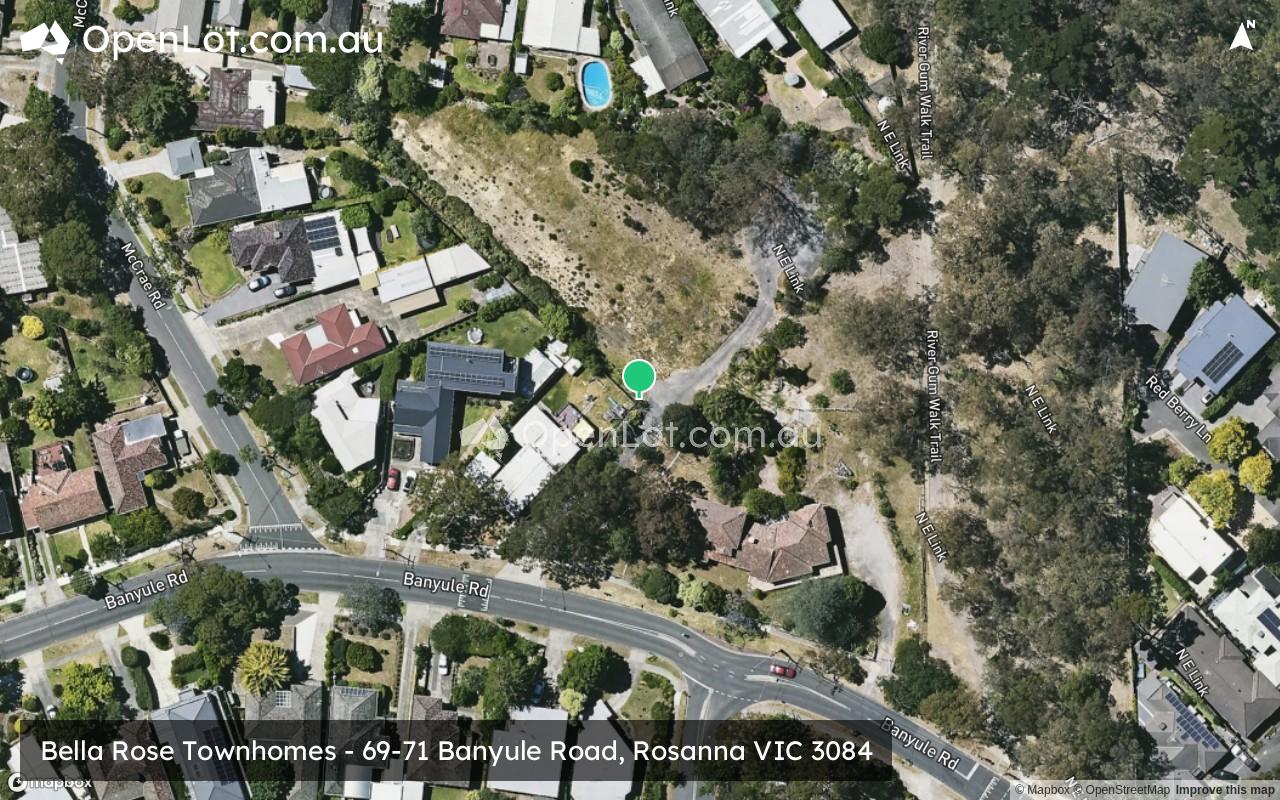 Satellite image for Rose & Anna Townhomes - 69-71 Banyule Road, Rosanna VIC 3084