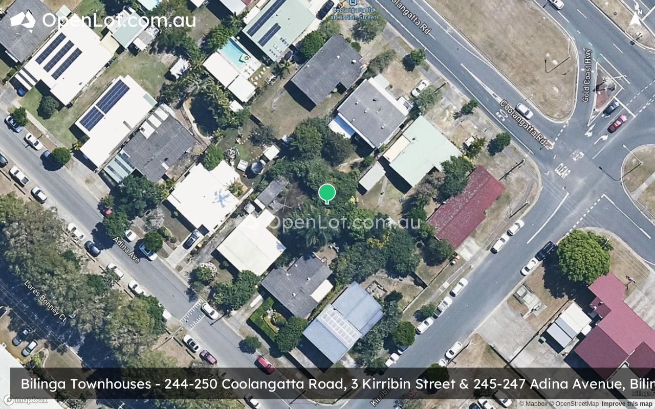 Satellite image for Bilinga Townhouses - 244-250 Coolangatta Road, 3 Kirribin Street & 245-247 Adina Avenue, Bilinga QLD 4225