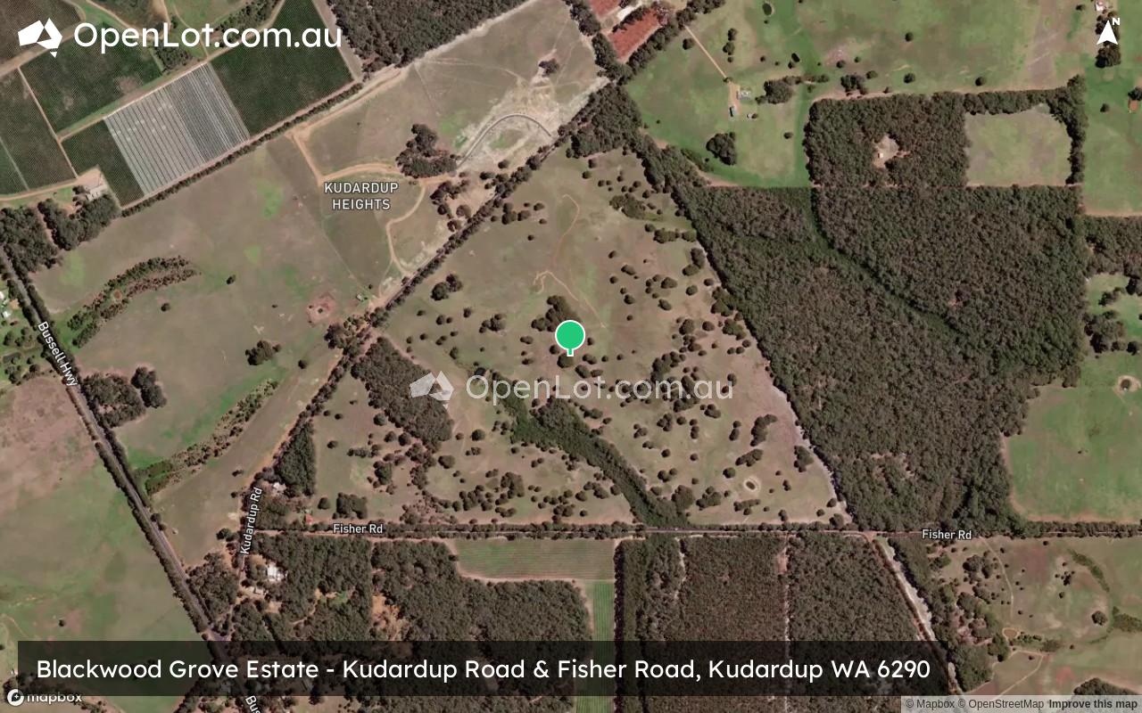Satellite image for Blackwood Grove Estate - Kudardup Road & Fisher Road, Kudardup WA 6290