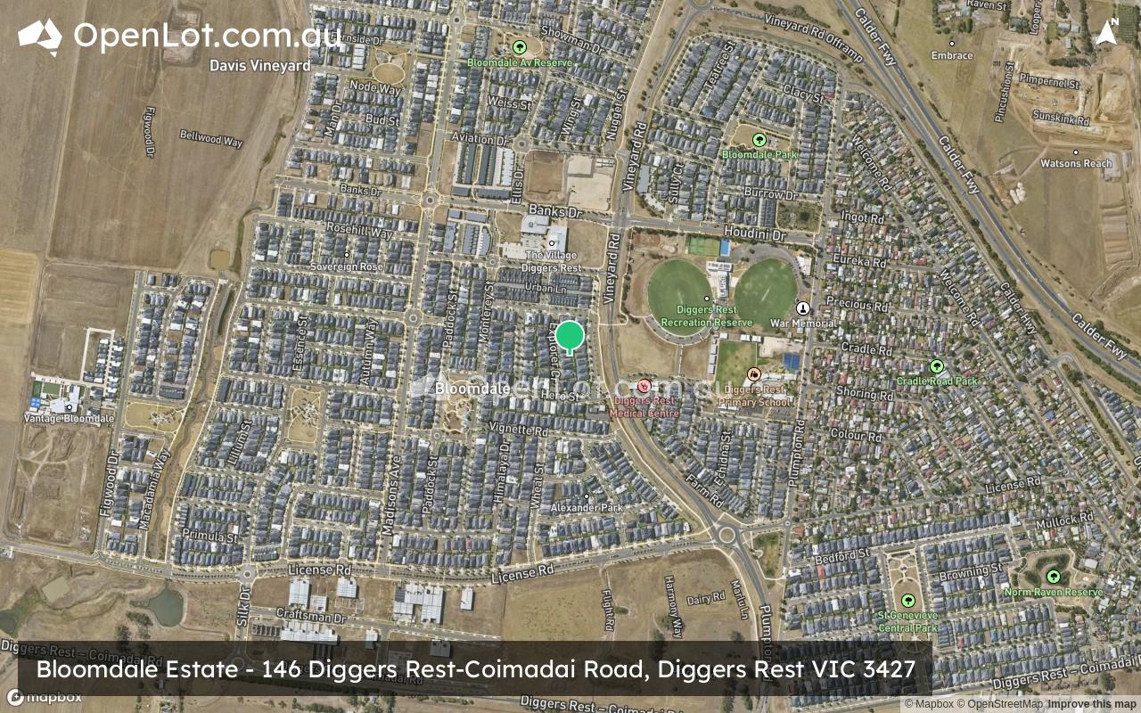 Satellite image for Bloomdale Estate - 146 Diggers Rest-coimadai Road, Diggers Rest VIC 3427