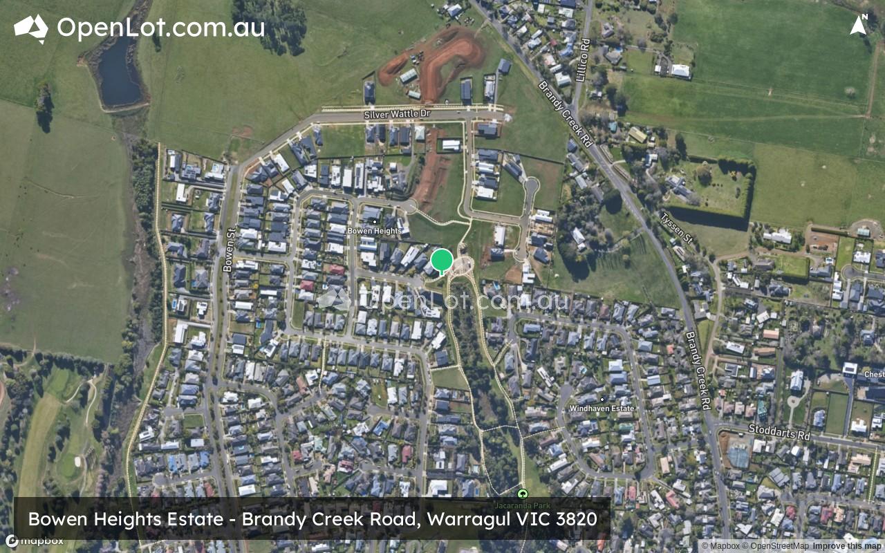 Satellite image for Bowen Heights Estate - Brandy Creek Road, Warragul VIC 3820