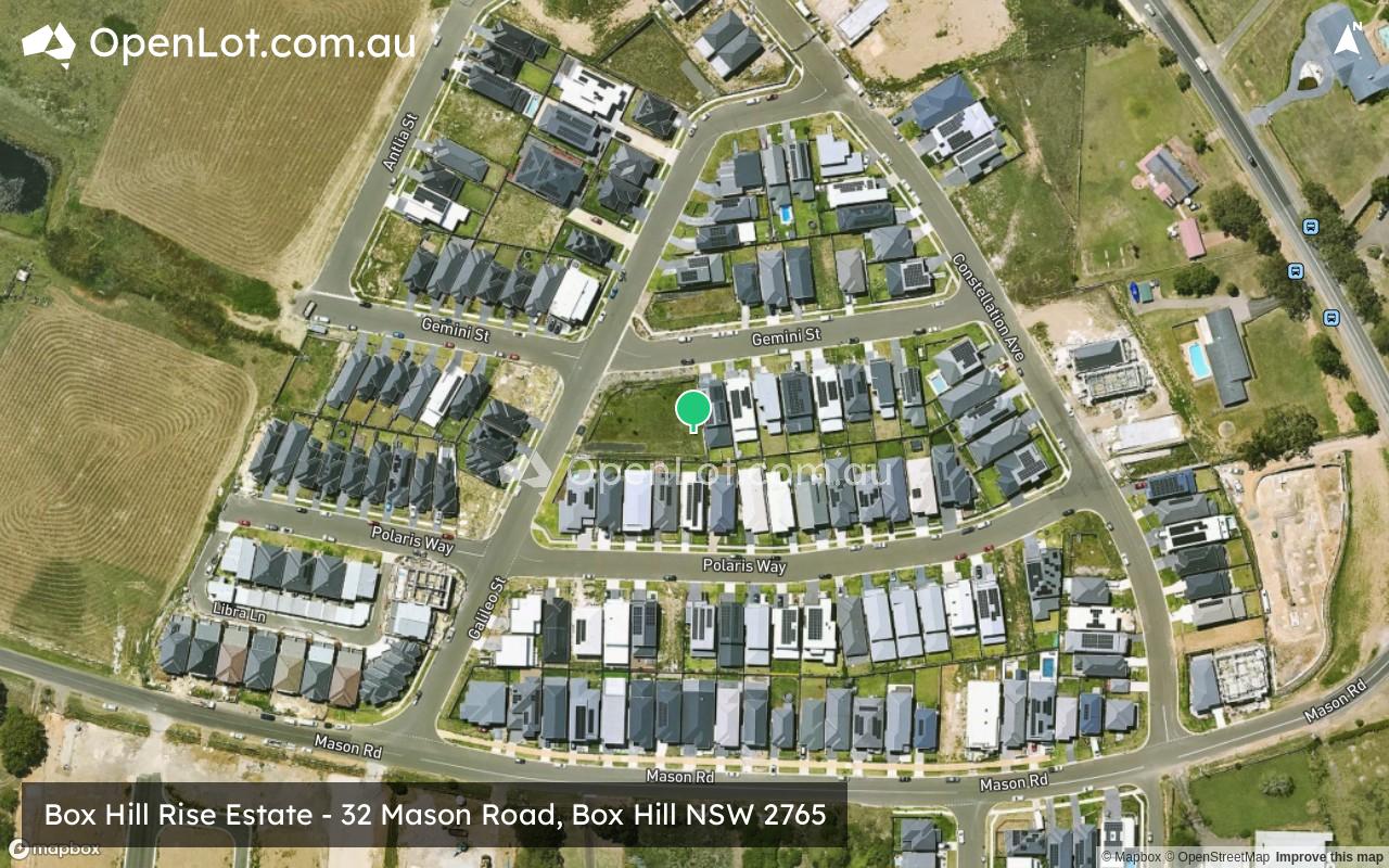 Satellite image for Box Hill Rise Estate - 32 Mason Road, Box Hill NSW 2765