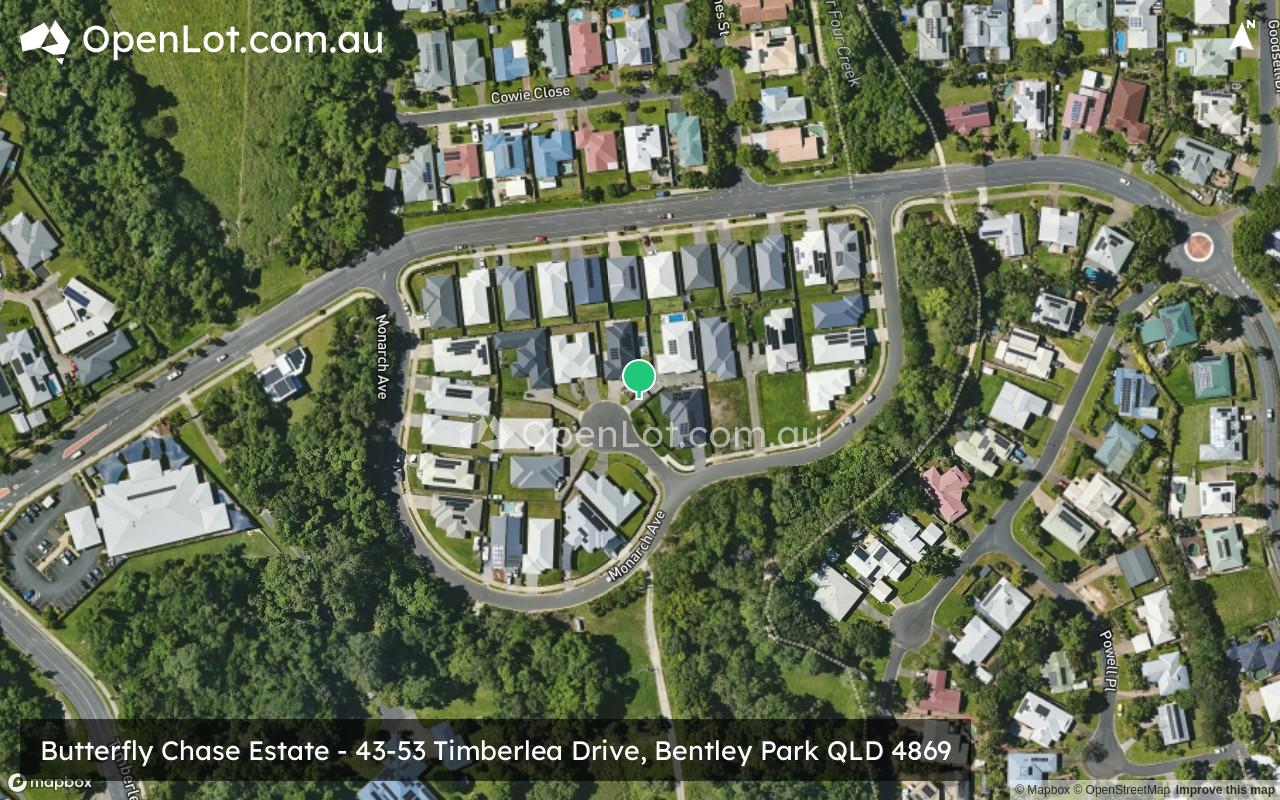Satellite image for Butterfly Chase Estate - 43-53 Timberlea Drive, Bentley Park QLD 4869