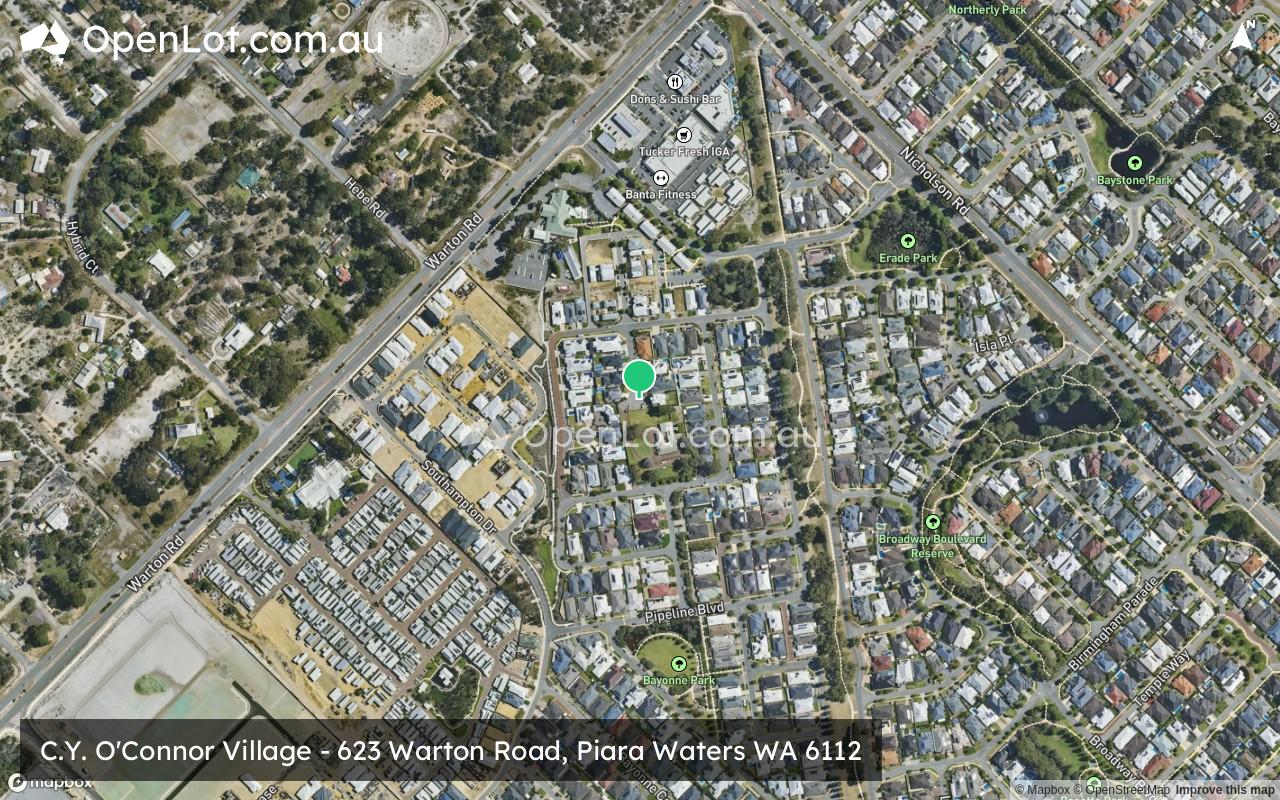 Satellite image for C.Y. O'Connor Village - 623 Warton Road, Piara Waters WA 6112