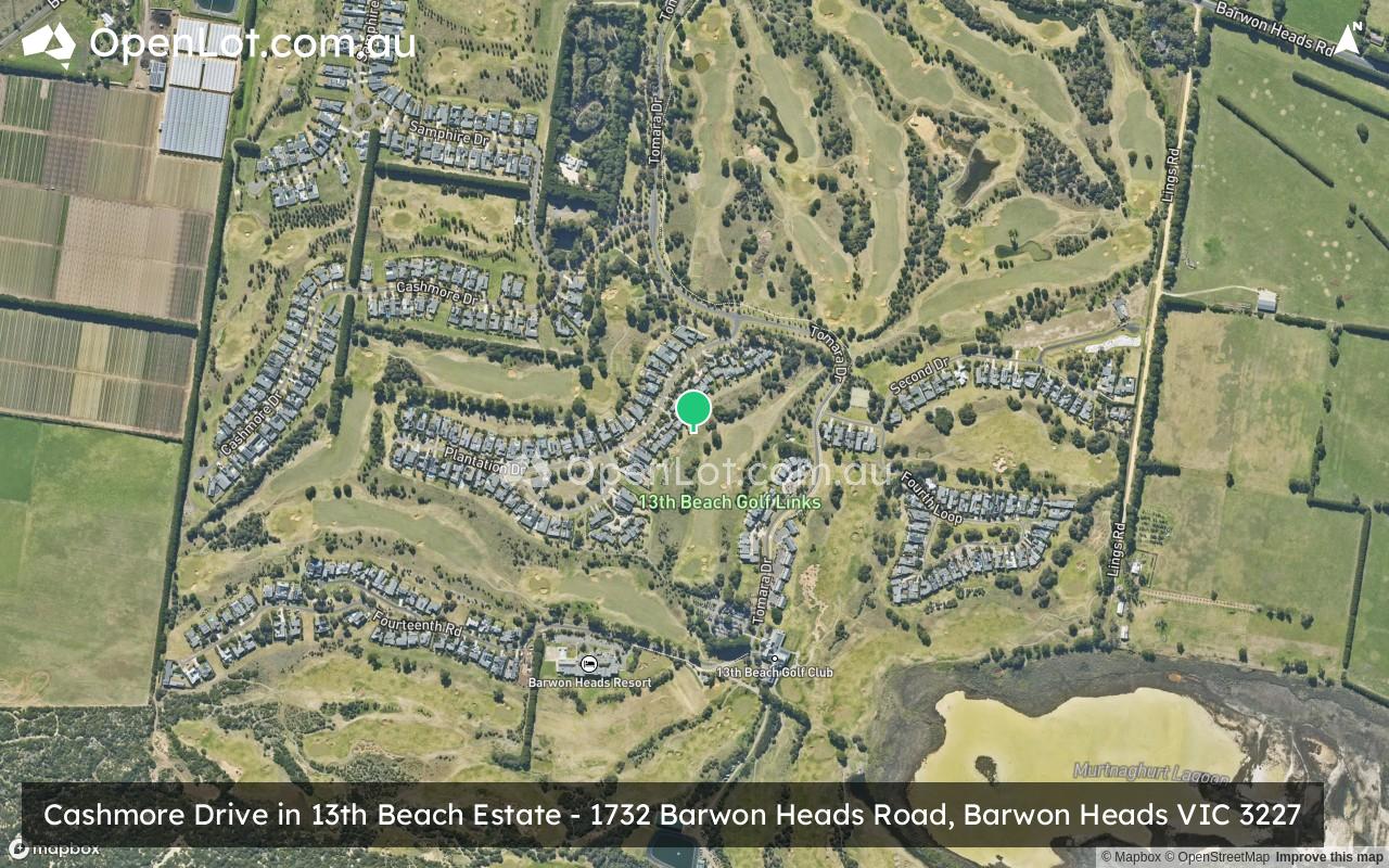 Satellite image for Cashmore Drive in 13th Beach Estate - 1732 Barwon Heads Road, Barwon Heads VIC 3227