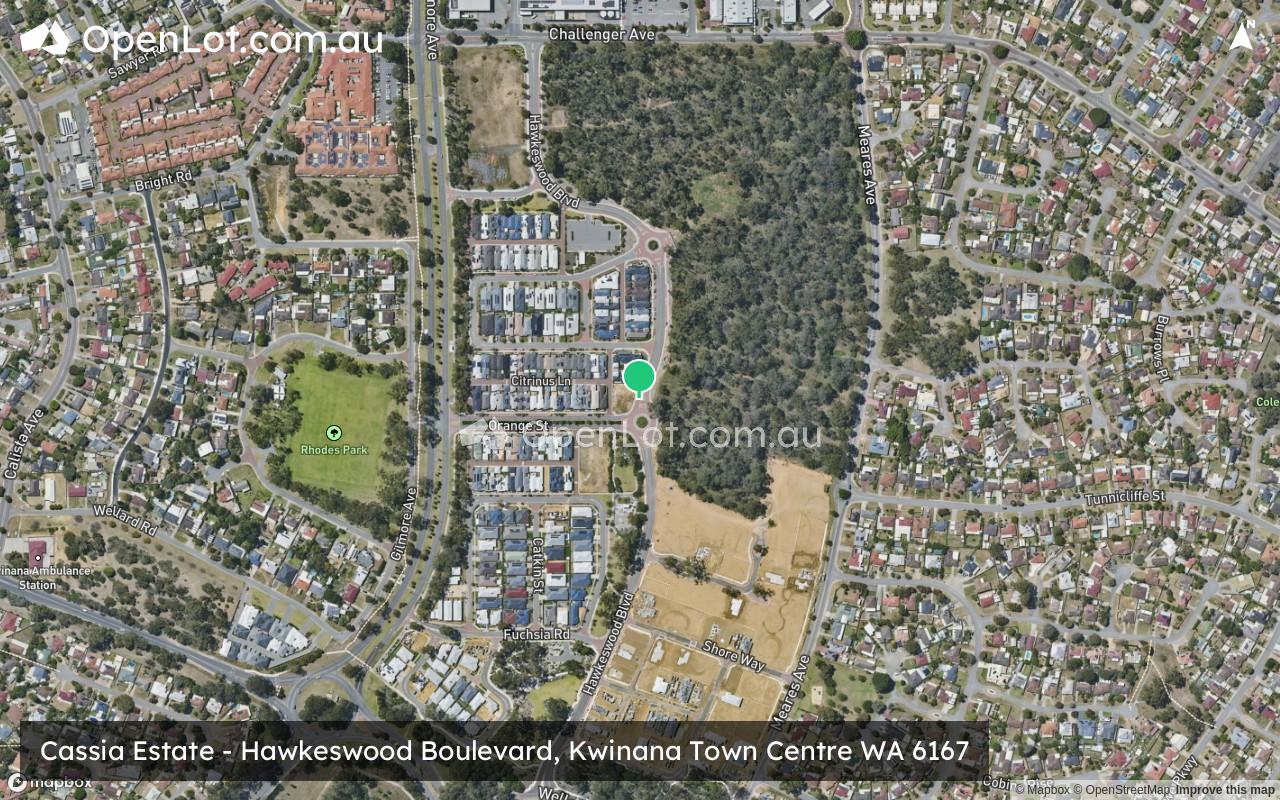 Satellite image for Cassia Estate - Hawkeswood Boulevard, Kwinana Town Centre WA 6167