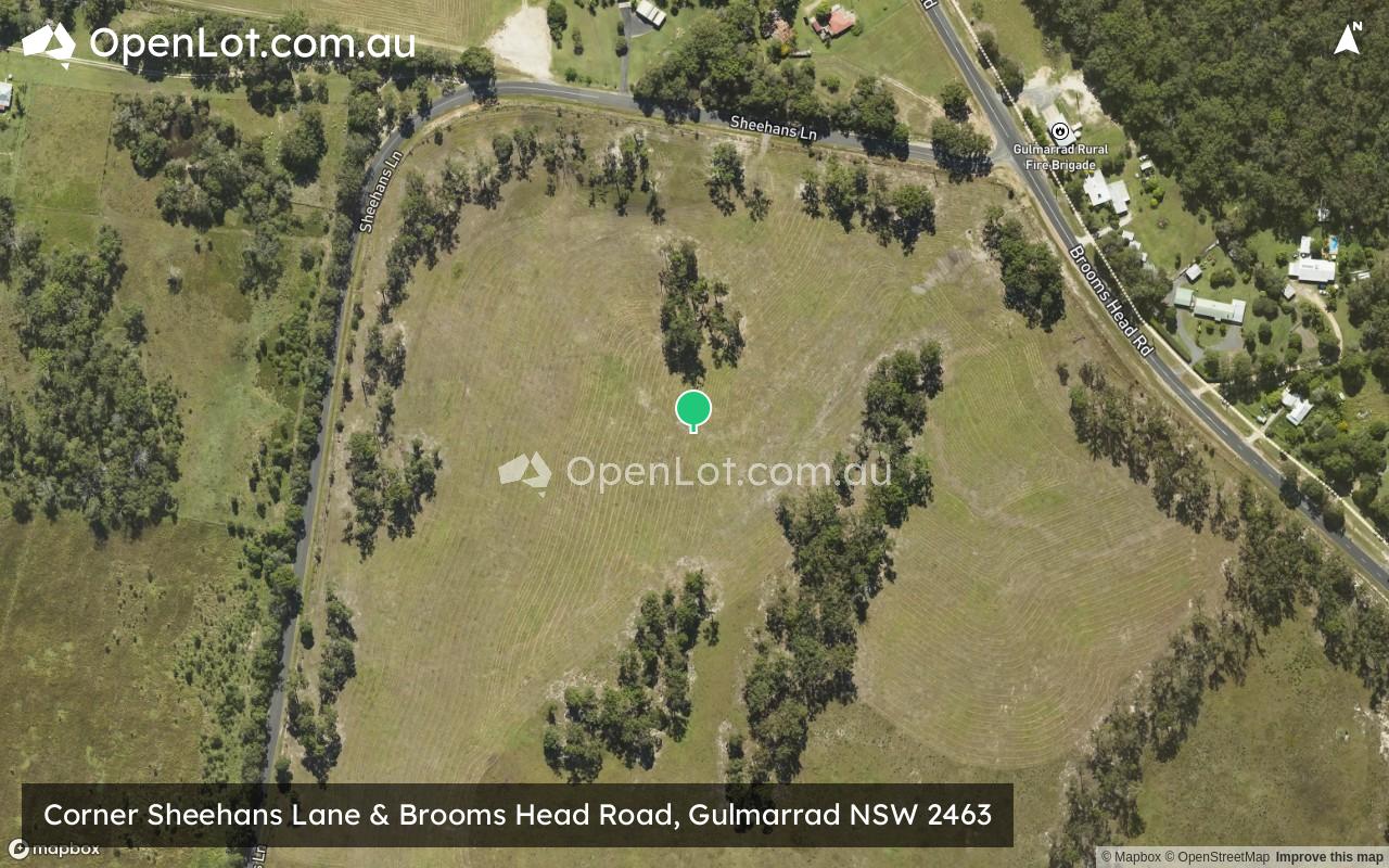 Satellite image for Corner Sheehans Lane & Brooms Head Road, Gulmarrad NSW 2463