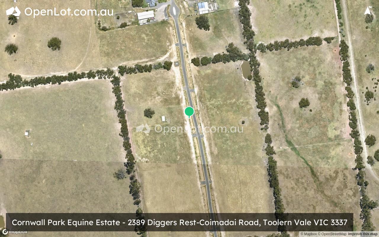 Satellite image for Cornwall Park Equine Estate - 2389 Diggers Rest-Coimadai Road, Toolern Vale VIC 3337
