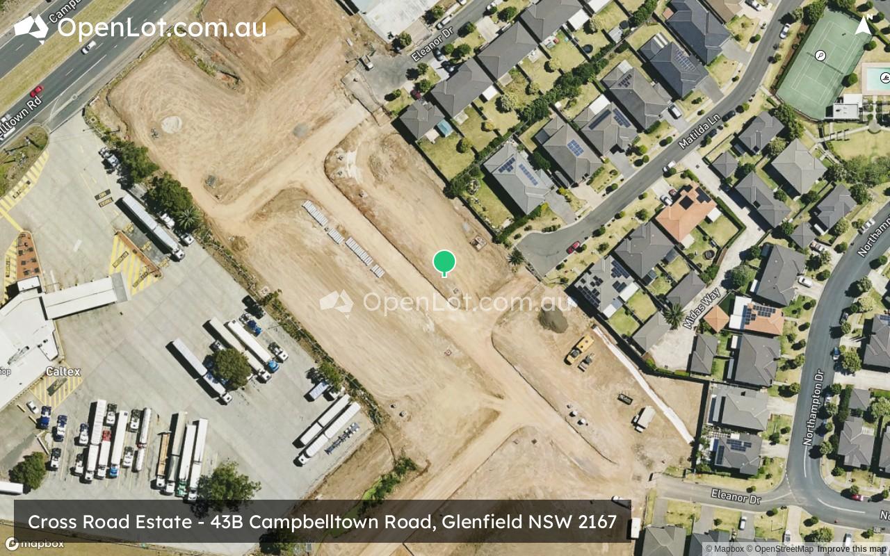 Satellite image for Cross Road Estate - 43B Campbelltown Road, Glenfield NSW 2167