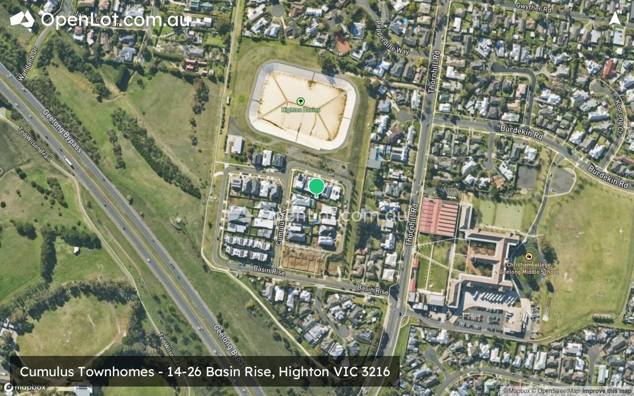 Satellite image for Cumulus Townhomes - 14-26 Basin Rise, Highton VIC 3216