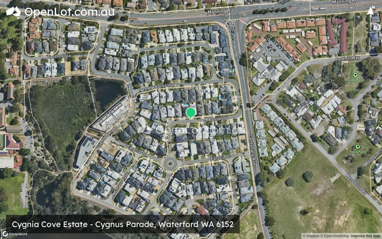 Satellite image for Cygnia Cove Estate - Cygnus Parade, Waterford WA 6152
