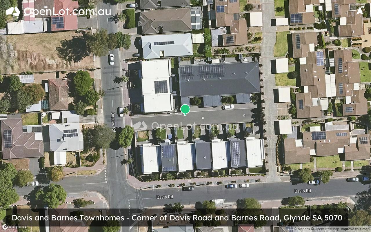 Satellite image for Davis and Barnes Townhomes - Corner of Davis Road and Barnes Road, Glynde SA 5070
