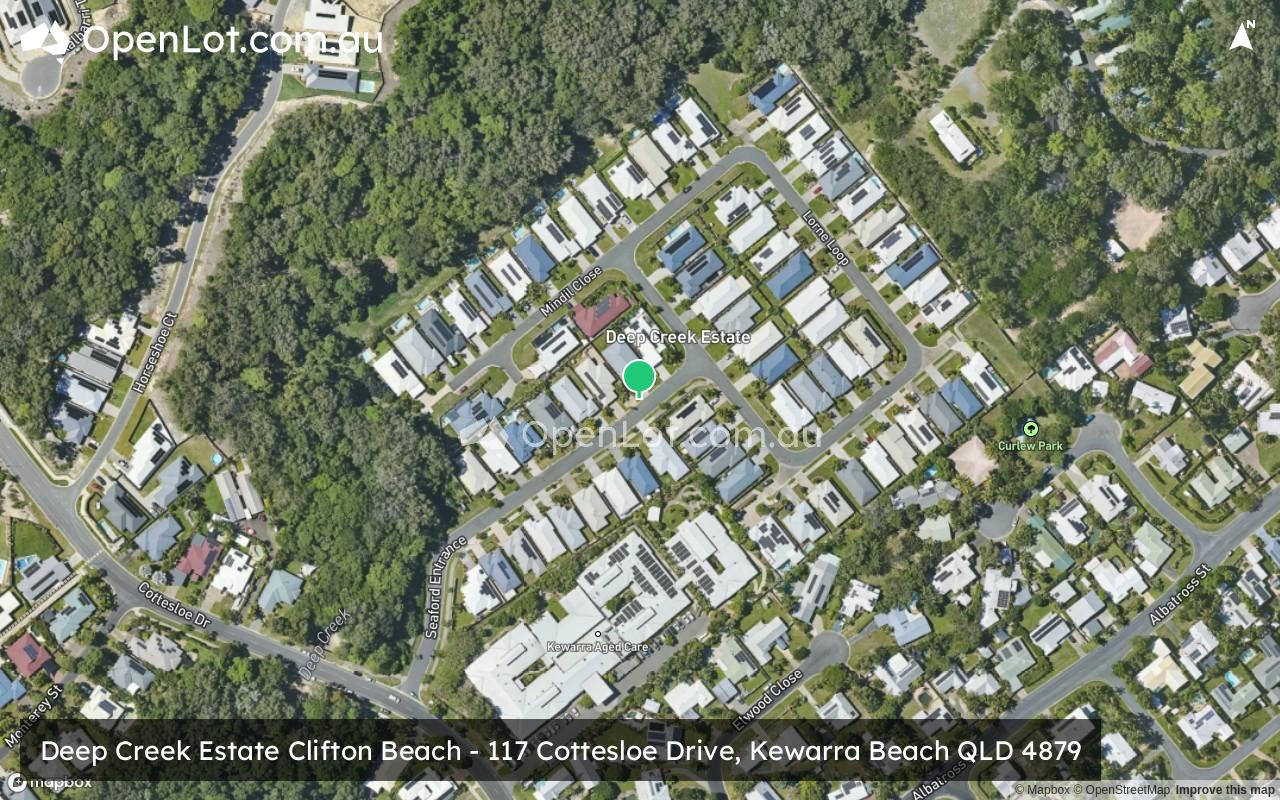Satellite image for Deep Creek Estate Clifton Beach - 117 Cottesloe Drive, Kewarra Beach QLD 4879