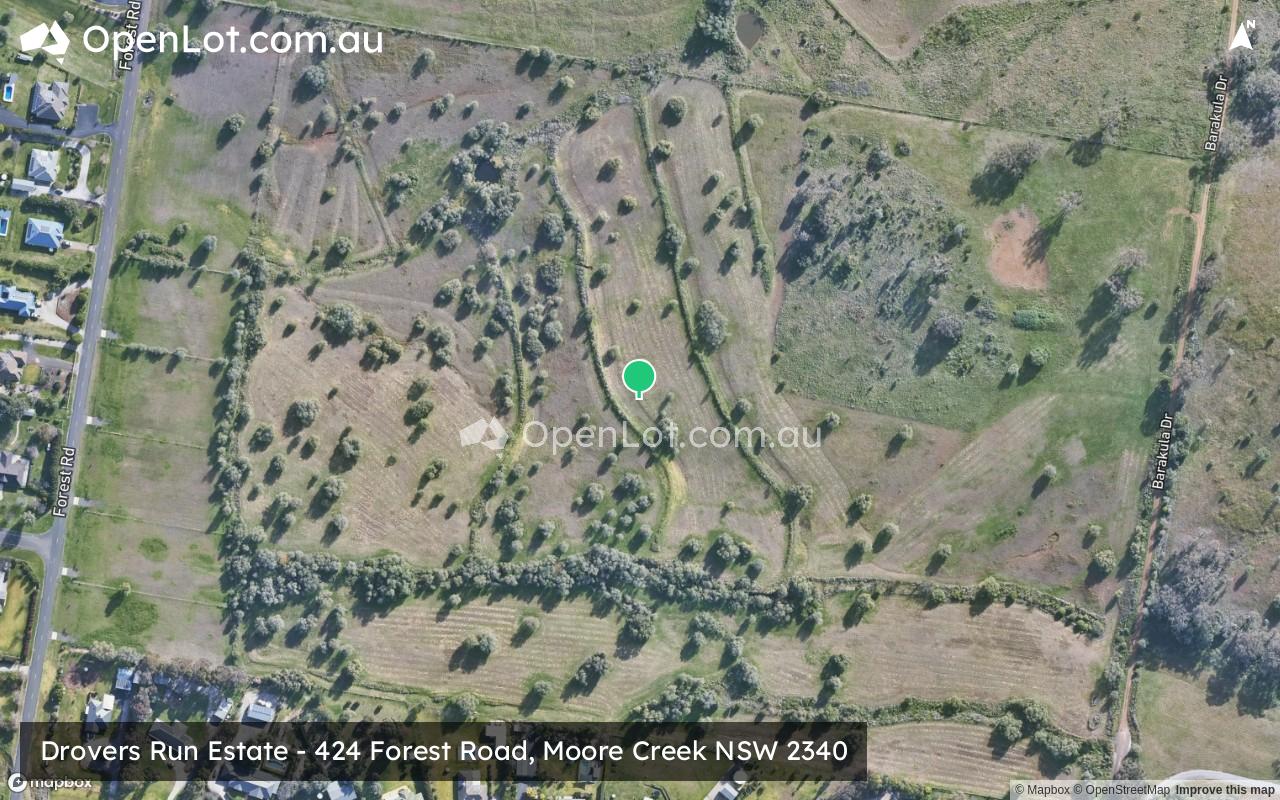 Satellite image for Drovers Run Estate - 424 Forest Road, Moore Creek NSW 2340