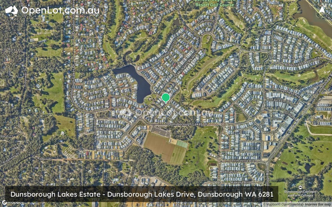 Satellite image for Dunsborough Lakes Estate - Dunsborough Lakes Drive, Dunsborough WA 6281