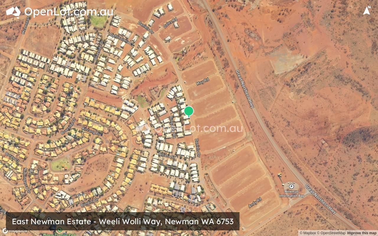 Satellite image for East Newman Estate - Weeli Wolli Way, Newman WA 6753