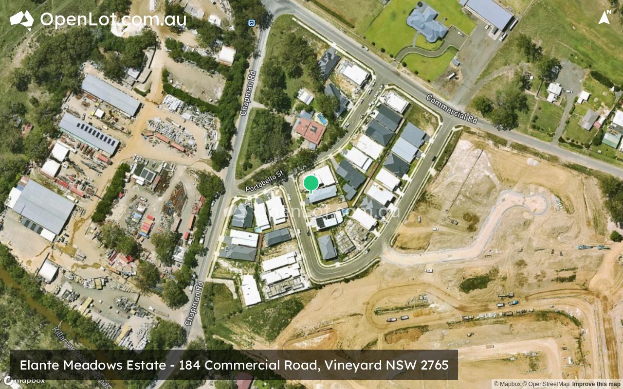 Satellite image for Elante Meadows Estate - 184 Commercial Road, Vineyard NSW 2765
