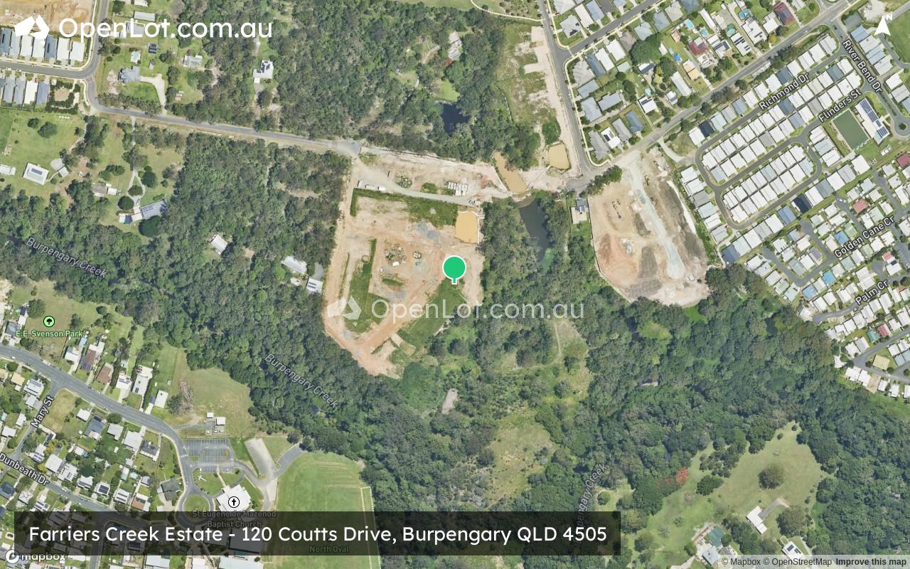Satellite image for Farriers Creek Estate - 120 Coutts Drive, Burpengary QLD 4505