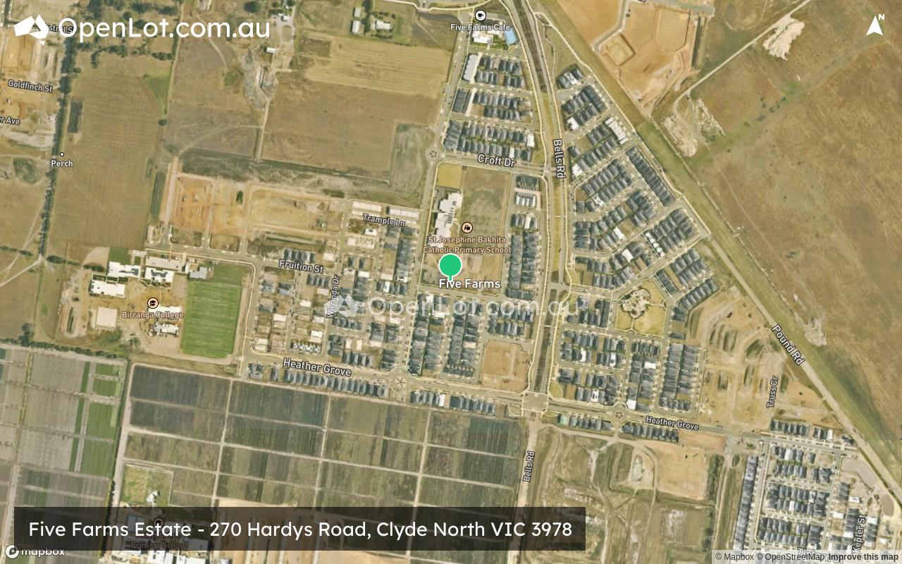 Satellite image for Five Farms Estate - 270 Hardys Road, Clyde North VIC 3978