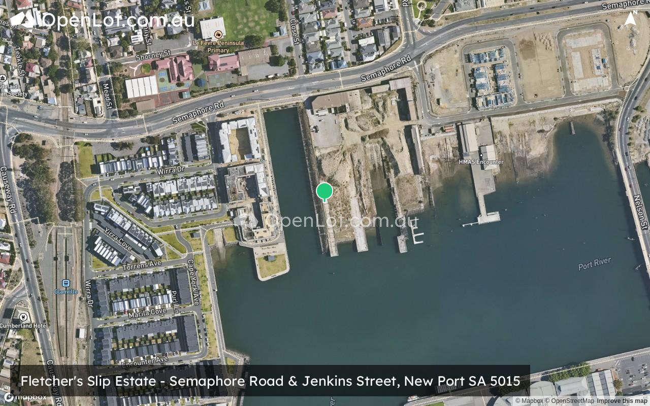 Satellite image for Fletcher's Slip Estate - Semaphore Road & Jenkins Street, New Port SA 5015