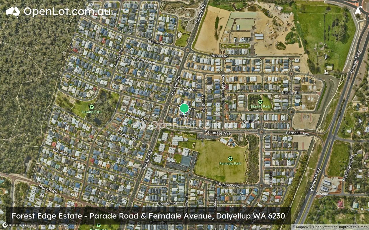Satellite image for Forest Edge Estate - Parade Road & Ferndale Avenue, Dalyellup WA 6230