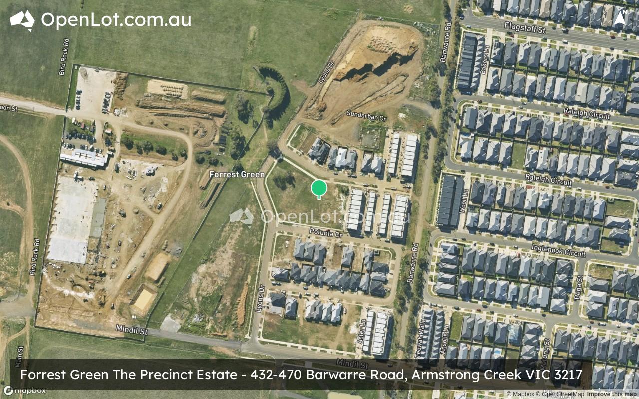 Satellite image for Forrest Green The Precinct Estate - 432-470 Barwarre Road, Armstrong Creek VIC 3217