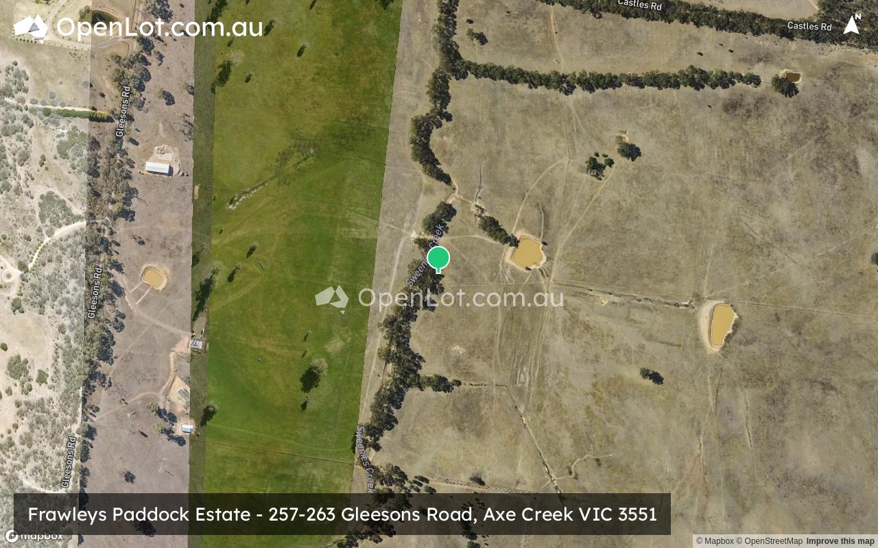 Satellite image for Frawleys Paddock Estate - 257-263 Gleesons Road, Axe Creek VIC 3551