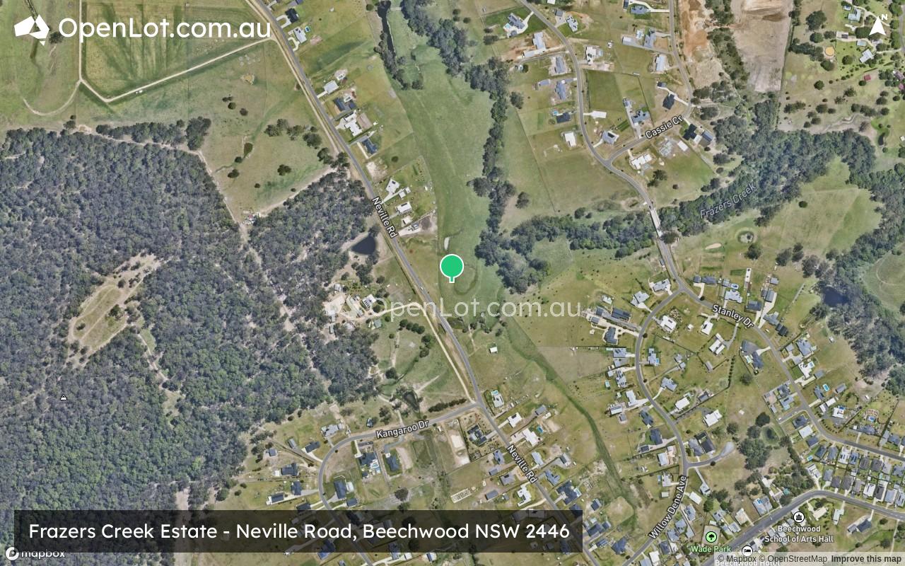 Satellite image for Frazers Creek Estate - Neville Road, Beechwood NSW 2446