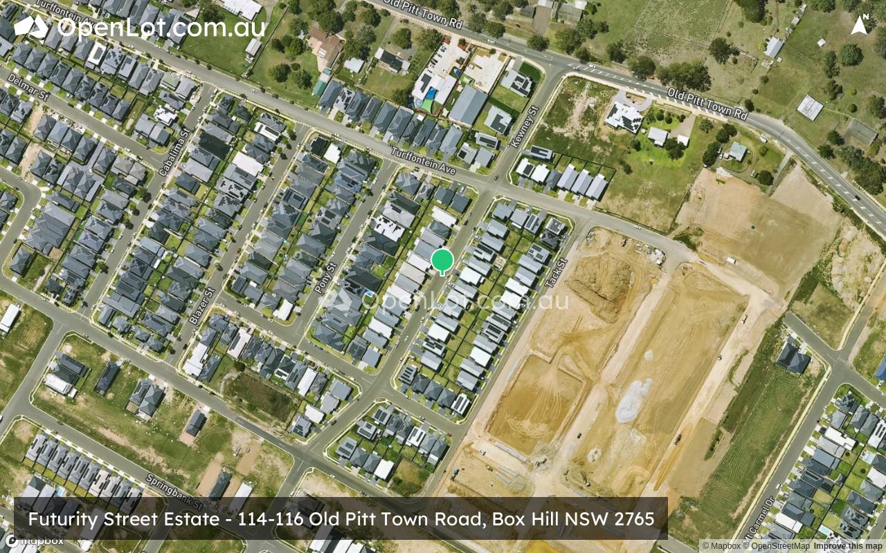 Satellite image for Futurity Street Estate - 114-116 Old Pitt Town Road, Box Hill NSW 2765