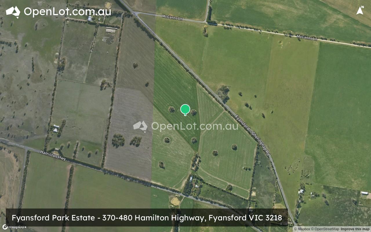Satellite image for Fyansford Park Estate - 370-480 Hamilton Highway, Fyansford VIC 3218