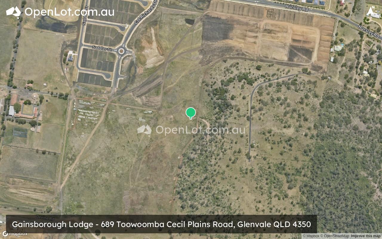 Satellite image for Gainsborough Lodge - 689 Toowoomba Cecil Plains Road, Glenvale QLD 4350