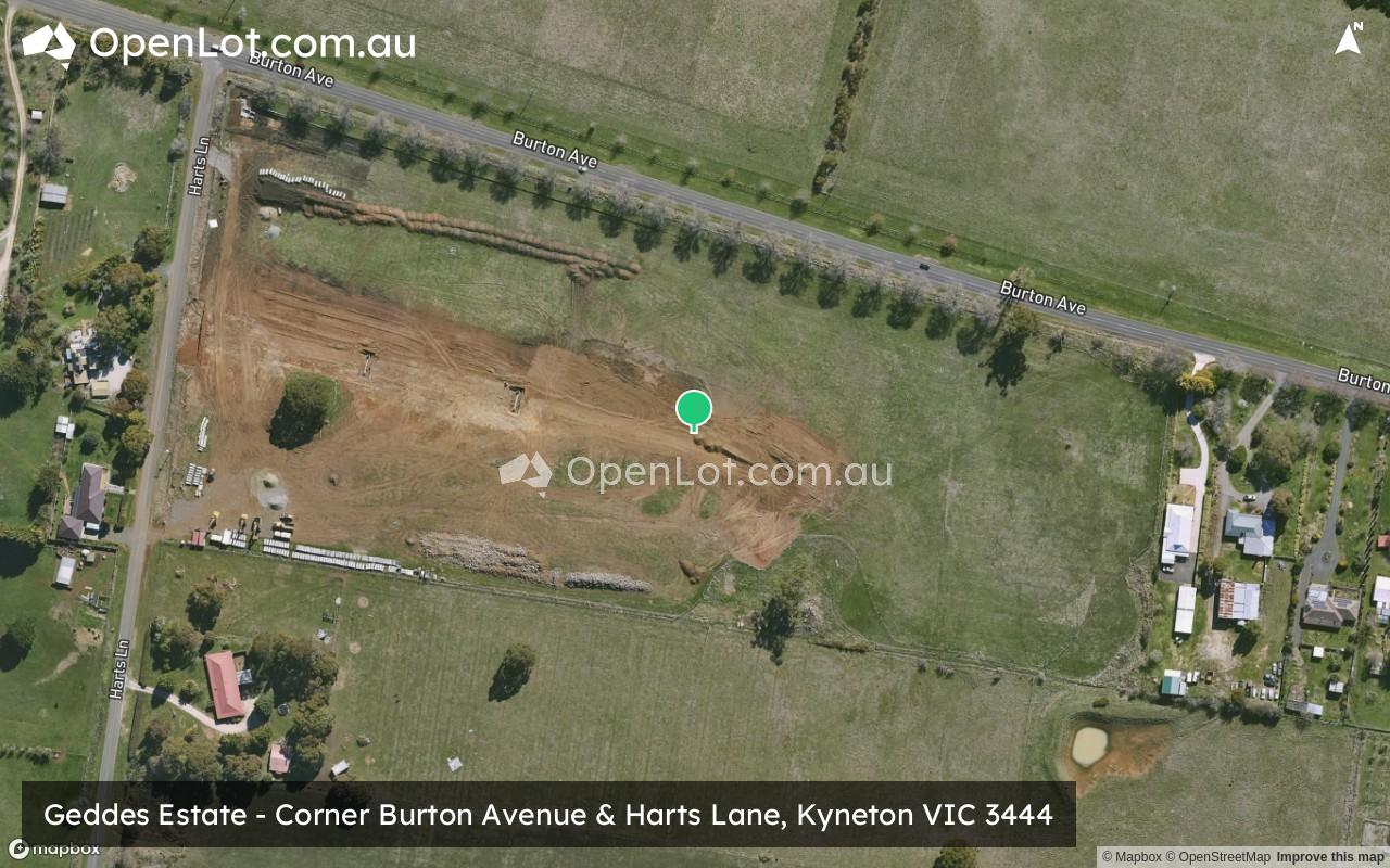 Satellite image for Geddes Estate - Corner Burton Avenue & Harts Lane, Kyneton VIC 3444