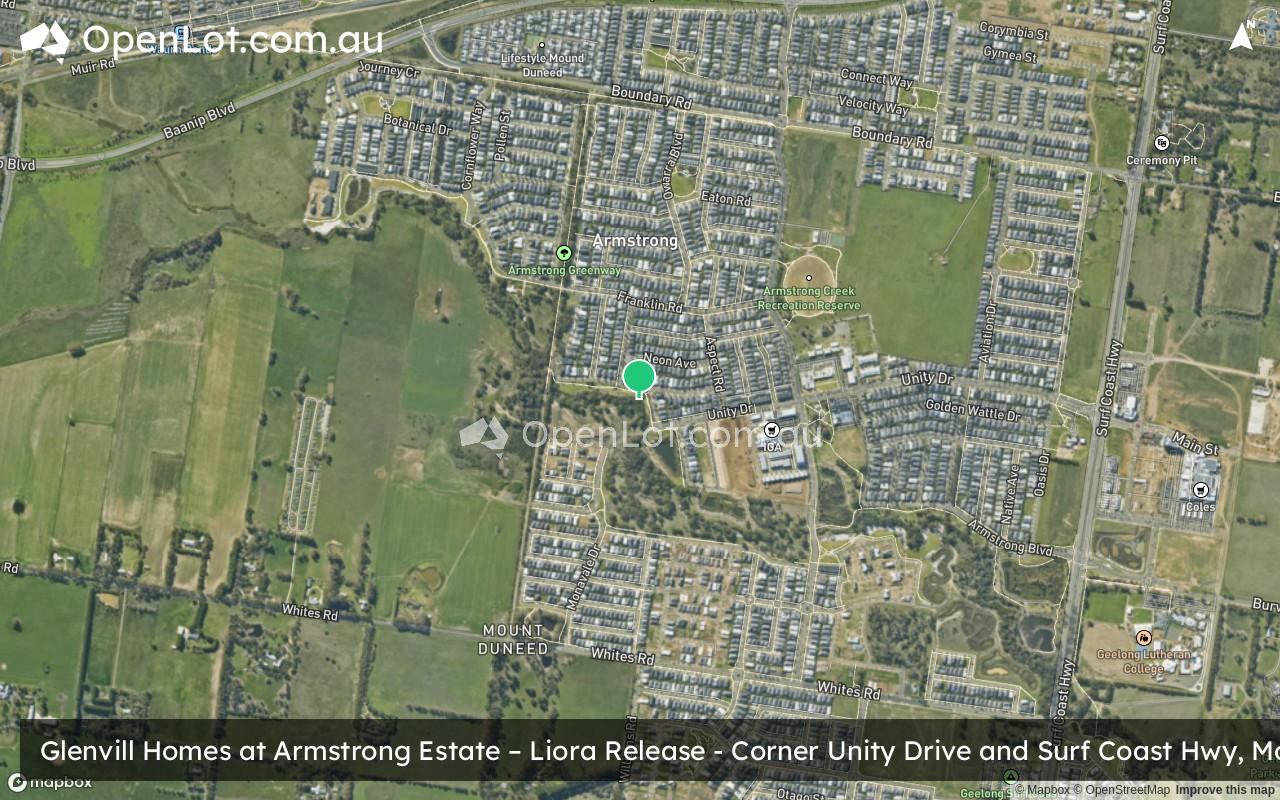 Satellite image for Glenvill Homes at Armstrong Estate – Liora Release - Corner Unity Drive and Surf Coast Hwy, Mount Duneed VIC 3217