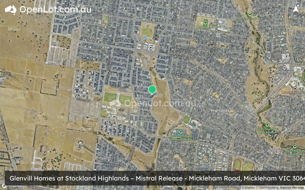 Satellite image for Glenvill Homes at Stockland Highlands – Mistral Release - Mickleham Road, Mickleham VIC 3064