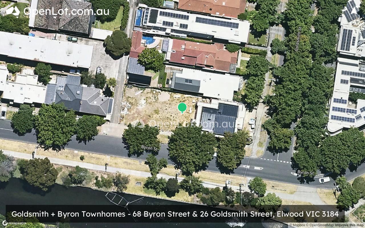 Satellite image for Goldsmith + Byron Townhomes - 68 Byron Street & 26 Goldsmith Street, Elwood VIC 3184