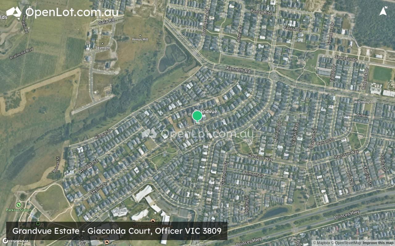 Satellite image for Grandvue Estate - Giaconda Court, Officer VIC 3809