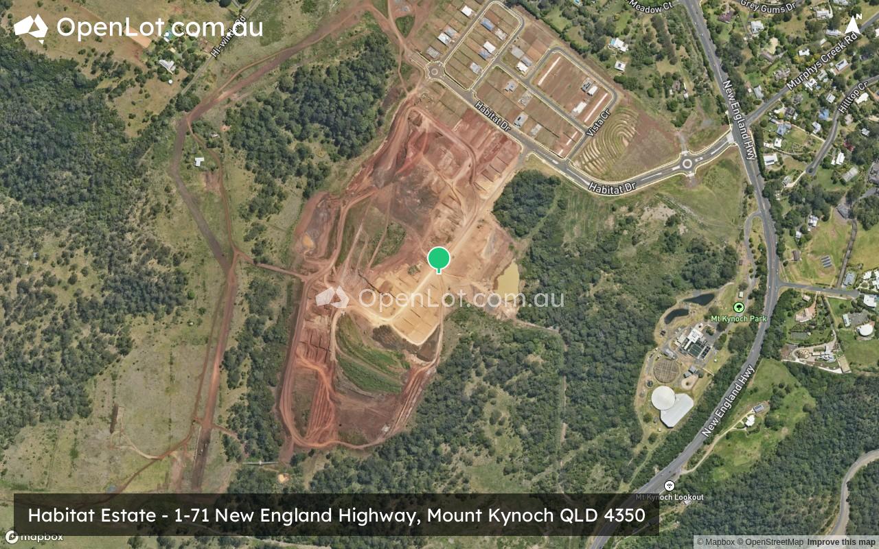 Satellite image for Habitat Estate - 1-71 New England Highway, Mount Kynoch QLD 4350