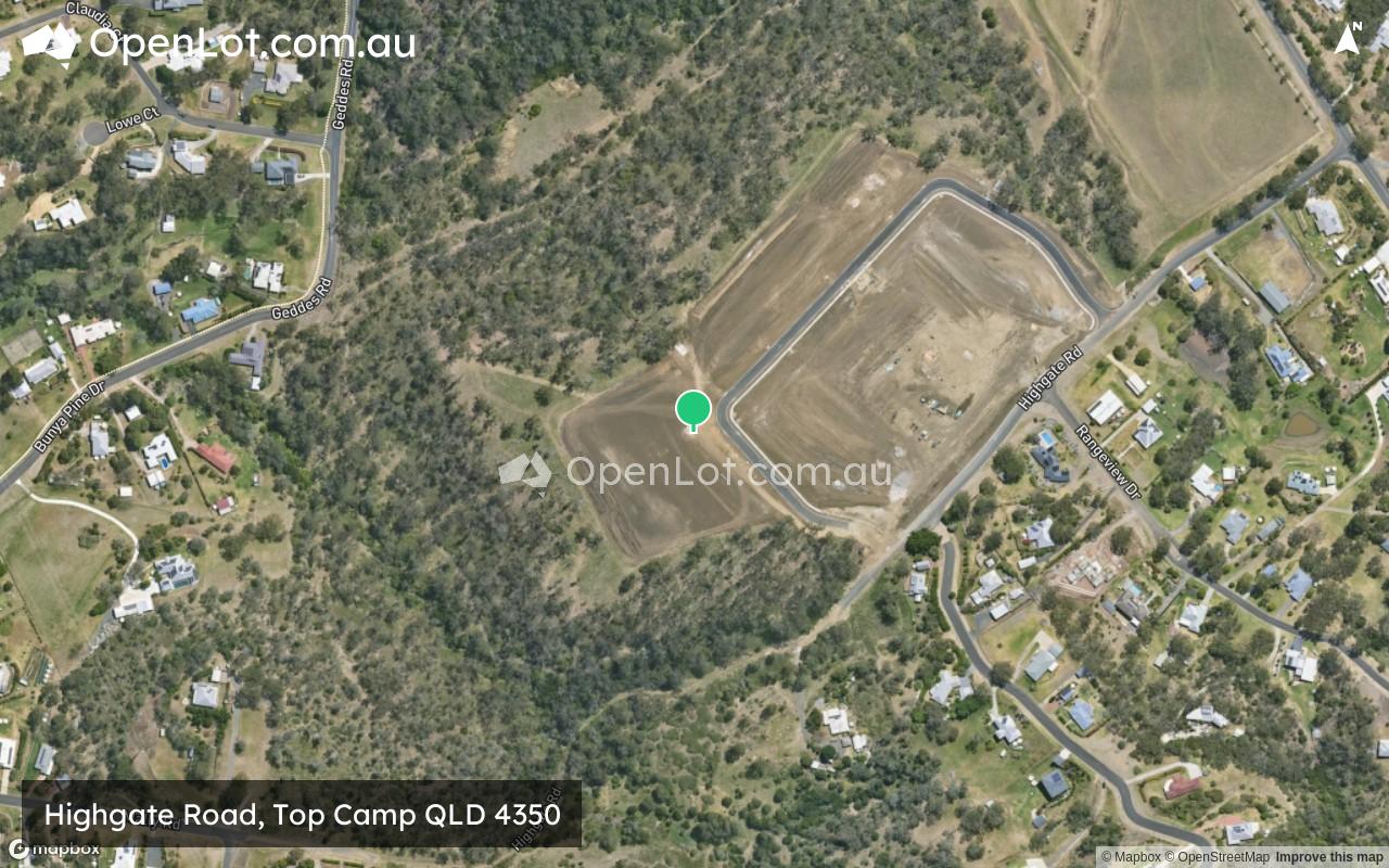 Satellite image for Highgate Road, Top Camp QLD 4350