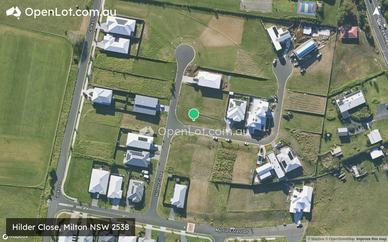 Satellite image for Hilder Close, Milton NSW 2538
