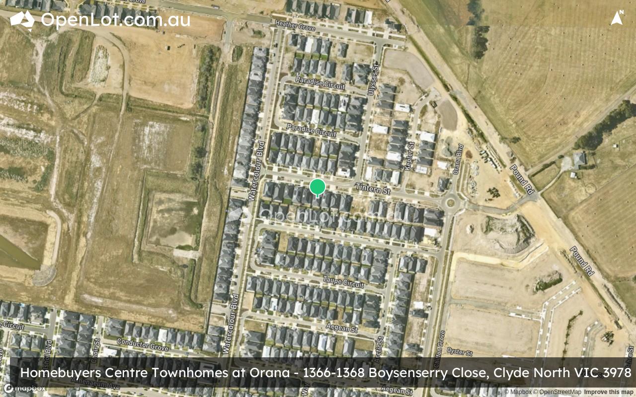 Satellite image for Homebuyers Centre Townhomes at Orana - 1366-1368 Boysenserry Close, Clyde North VIC 3978