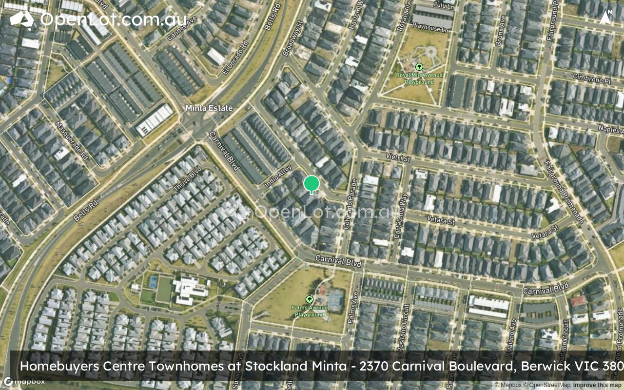 Satellite image for Homebuyers Centre Townhomes at Stockland Minta - 2370 Carnival Boulevard, Berwick VIC 3806