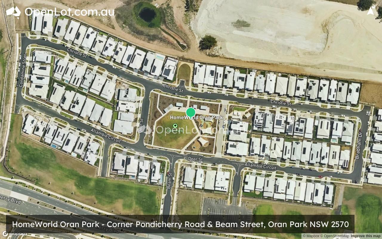 Satellite image for HomeWorld Oran Park - Corner Pondicherry Road & Beam Street, Oran Park NSW 2570