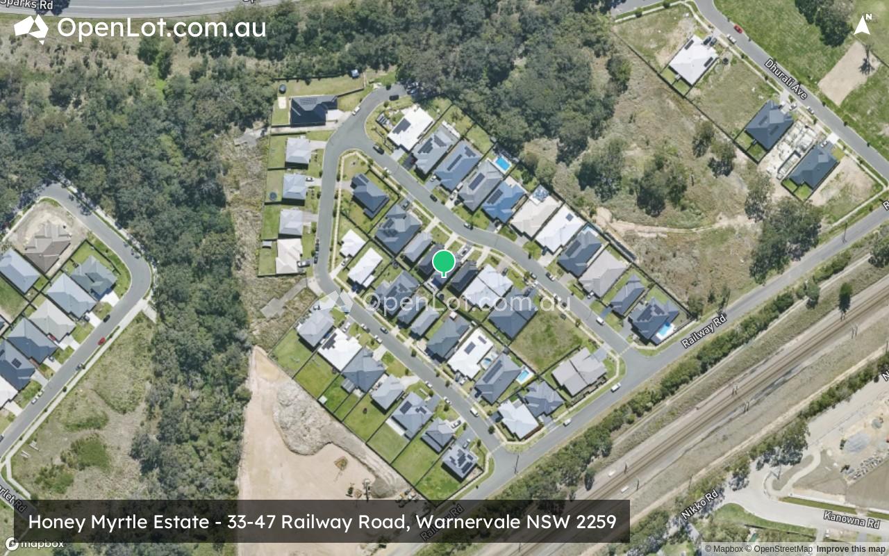 Satellite image for Honey Myrtle Estate - 33-47 Railway Road, Warnervale NSW 2259