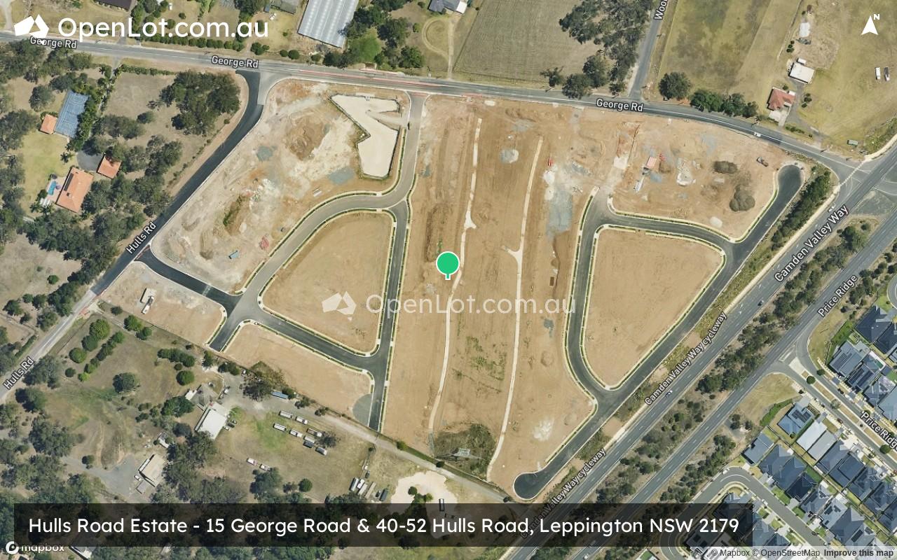 Satellite image for Hulls Road Estate - 15 George Road & 40-52 Hulls Road, Leppington NSW 2179