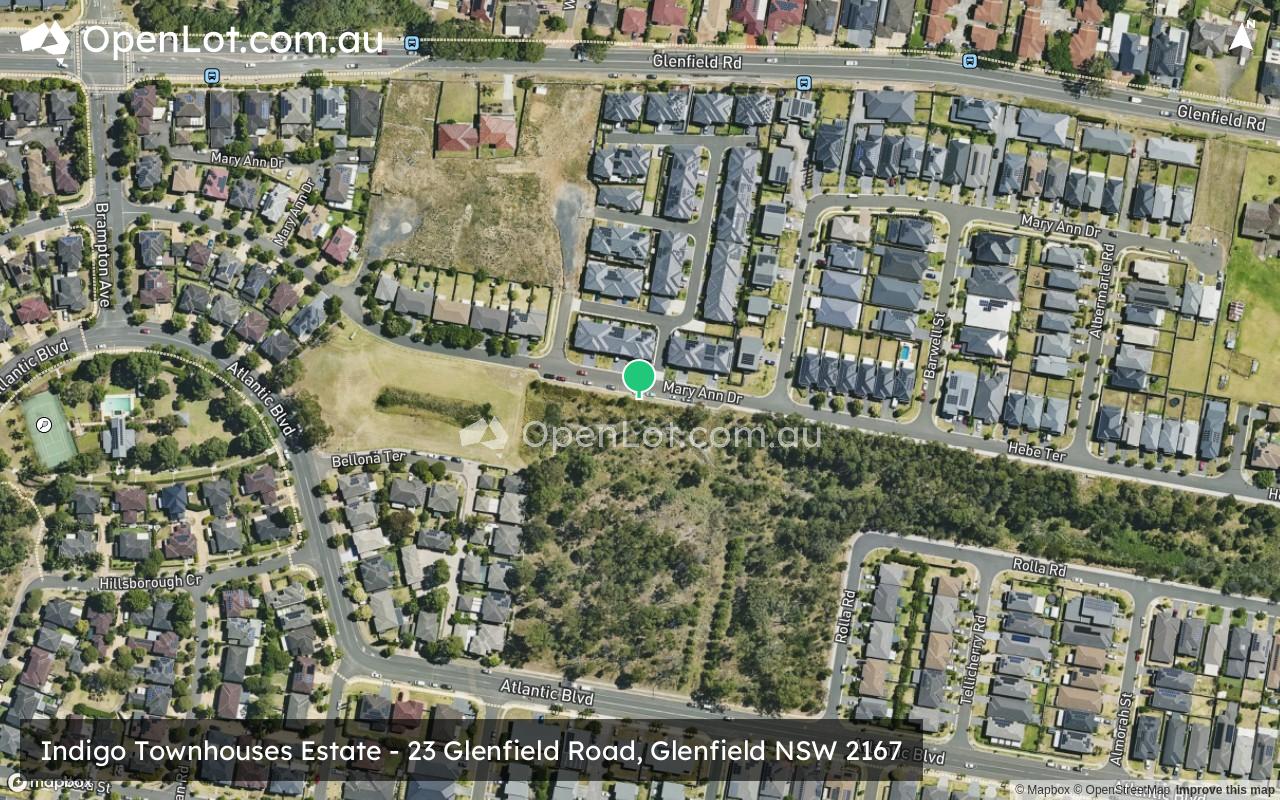 Satellite image for Indigo Townhouses Estate - 23 Glenfield Road, Glenfield NSW 2167